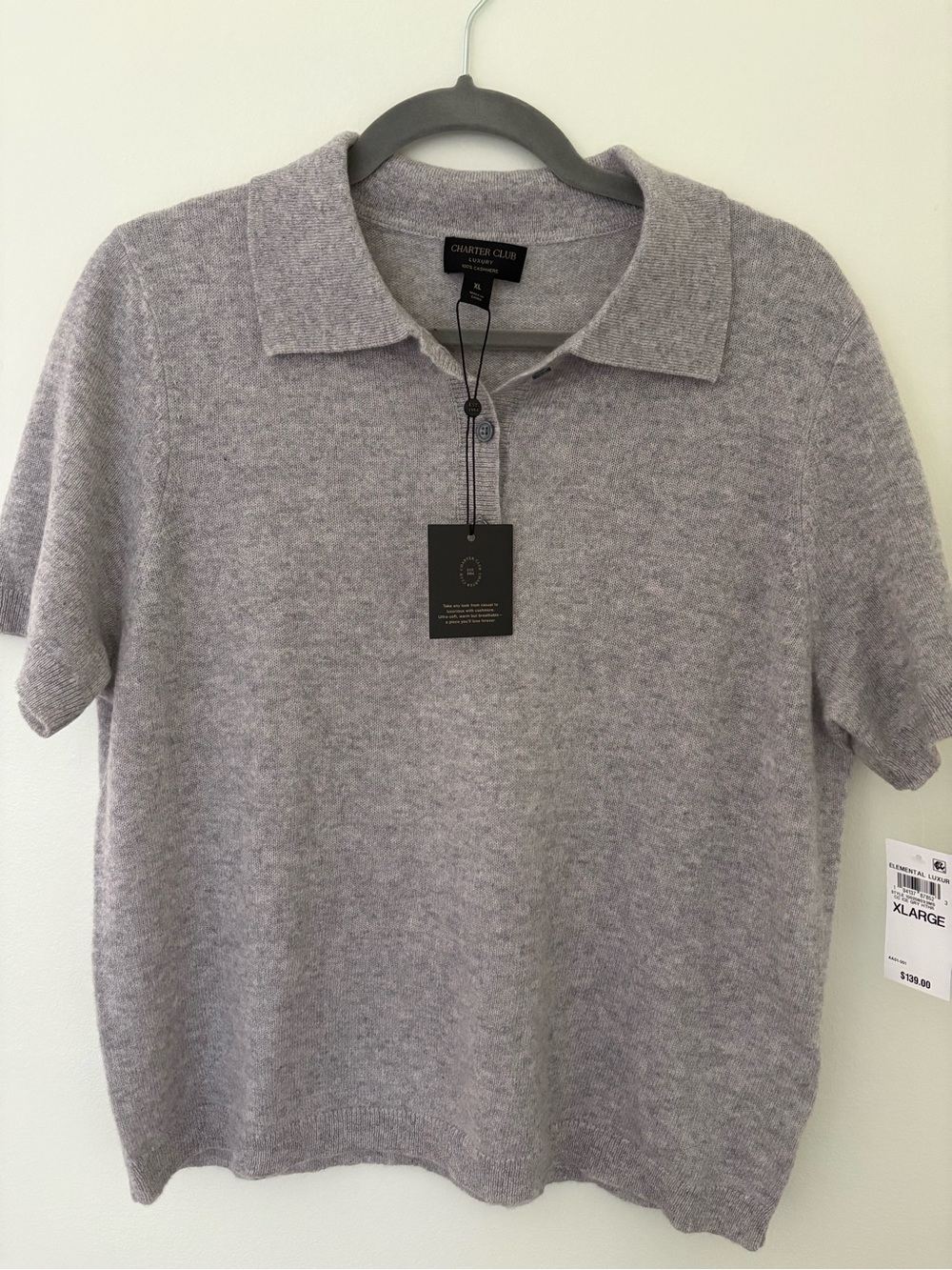 Charter Club cashmere polo size XL